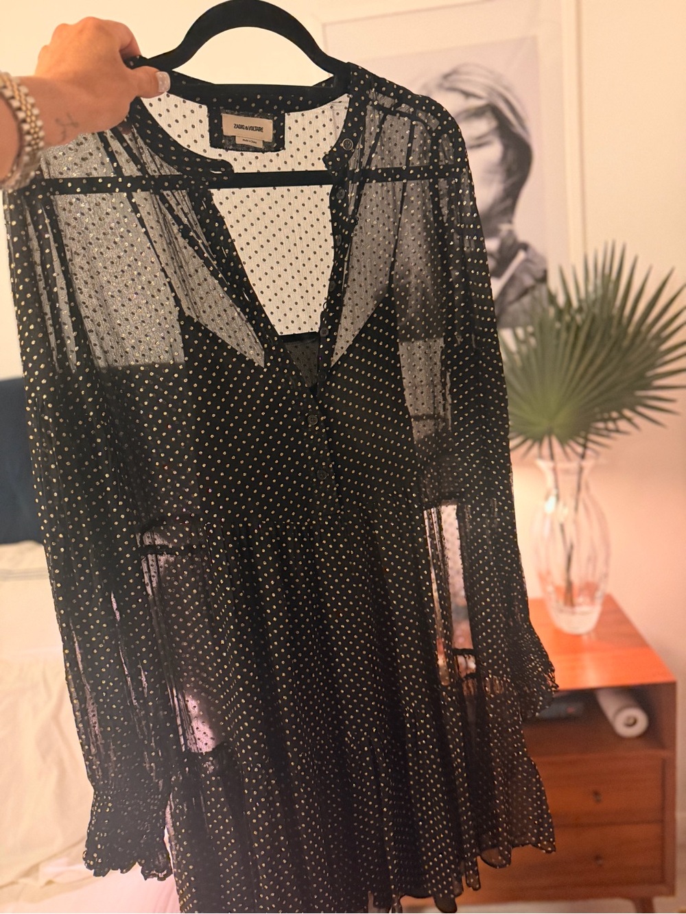 Zadig & Voltaire Randy Mousseline Sparle Noir Dress - Picture 9 of 13